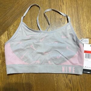 Nike Girls Indy Training Bra Large DJ0677-077 Grey/Pink